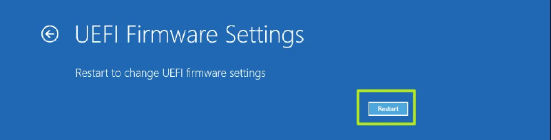 screenshot: in Windows UEFI Firmware